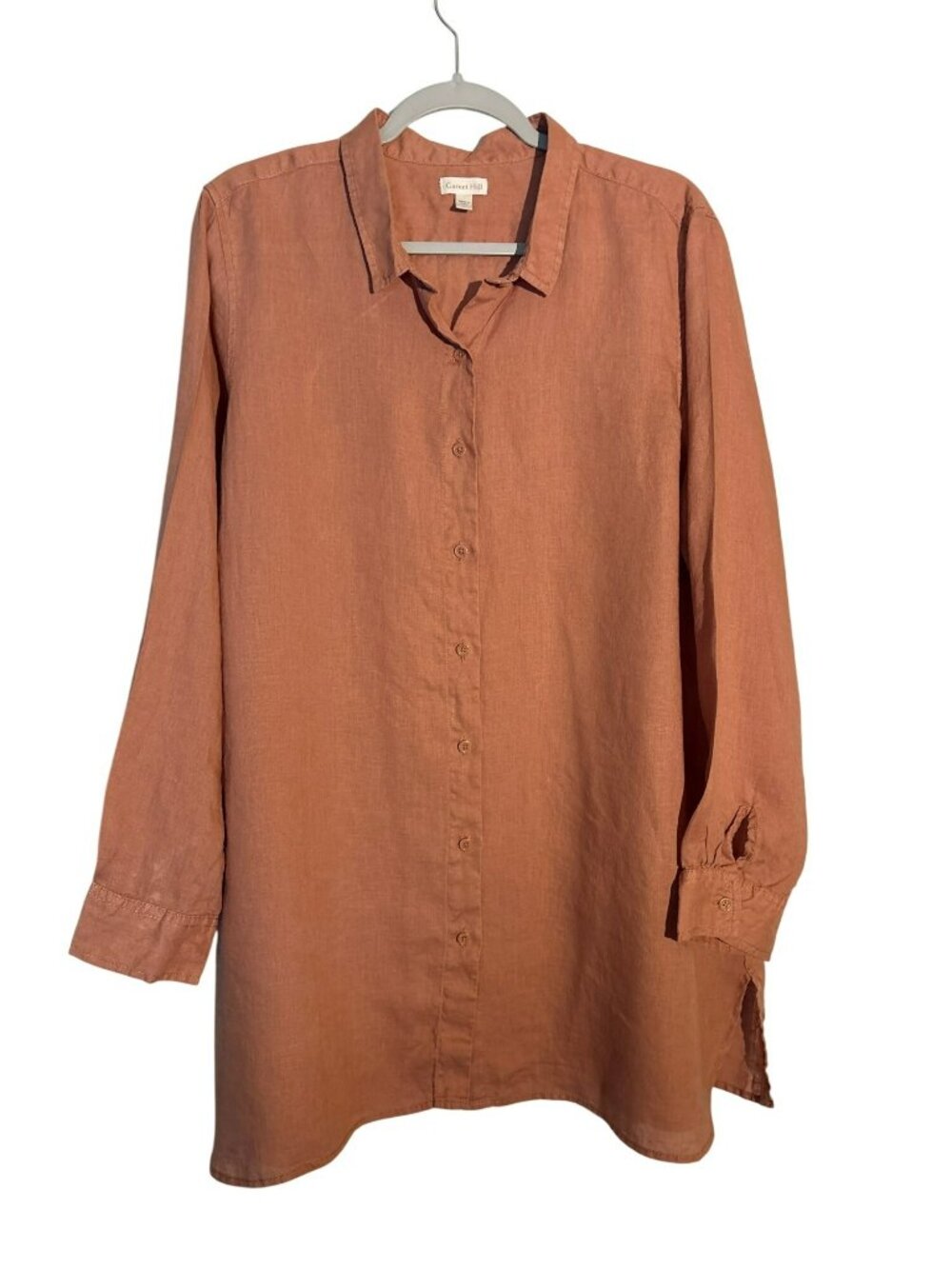 Garnet Hill Easy Linen Button-Down Long Sleeve Lightweight Tunic Shirt XL